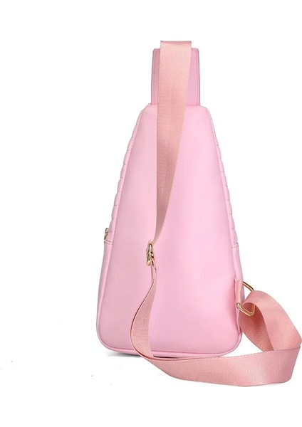 Siyah Stil Kadın Ekose Göğüs Çantası Kore Çapraz Vücut Sling Göğüs Paketi Bayanlar Rahat Seyahat Crossbody Messenger Çanta Kadın Omuz Çantası Pembe (Yurt Dışından) fırsatları