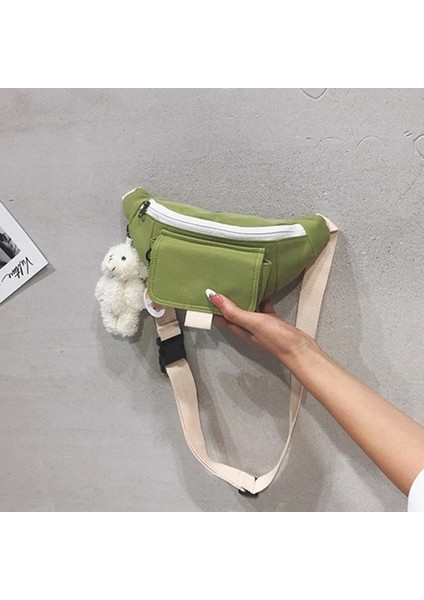 Sarı Stil Moda Bel Çantaları Kadın Kanvas Eğlence Hit Renk Fanny Paketi Kızlar Crossbody Göğüs Çanta Kemer Bel Paketleri (Yurt Dışından) modelleri
