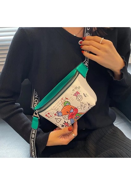 Yeşil Bel Çantası Tarzı Womeute Ayı Desen Deri Omuz Göğüs Çanta Seyahat Kadınlar Için Rahat Bel Çantaları Fanny Paketi Kemer Çantalar Kadın Bolsos (Yurt Dışından)