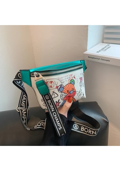 Yeşil Bel Çantası Tarzı Womeute Ayı Desen Deri Omuz Göğüs Çanta Seyahat Kadınlar Için Rahat Bel Çantaları Fanny Paketi Kemer Çantalar Kadın Bolsos (Yurt Dışından)