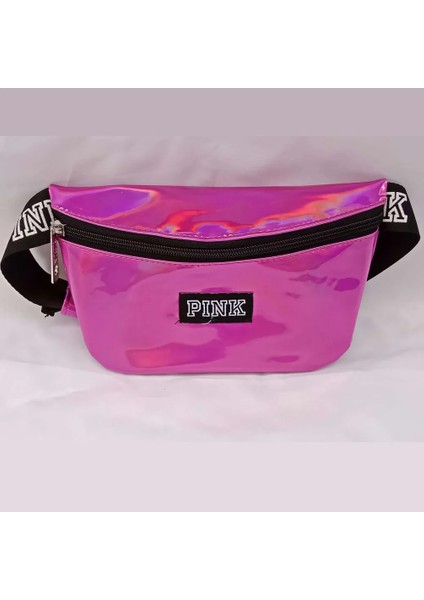 Mor Tarzı Pembe Çanta Su Geçirmez Lazer Kız Heuptas Pembe Bel Çantası Mini Kadın Holograk Fanny Paketi Serseri Plaj Cepleri Kılıfı Kemer (Yurt Dışından)
