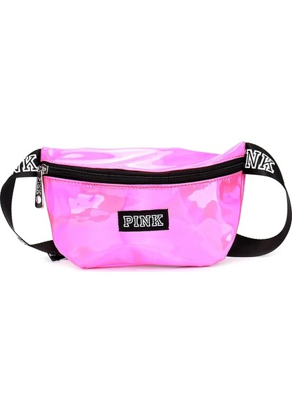 Mor Tarzı Pembe Çanta Su Geçirmez Lazer Kız Heuptas Pembe Bel Çantası Mini Kadın Holograk Fanny Paketi Serseri Plaj Cepleri Kılıfı Kemer (Yurt Dışından)