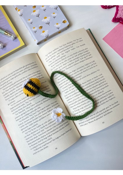 Sumicorn Design Sevimli Amigurumi Örgü Arı Kitap Ayracı kitap Aksesuarı kitap Severler Için