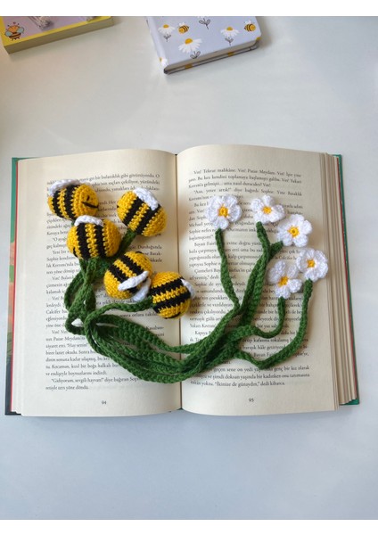 Sumicorn Design Sevimli Amigurumi Örgü Arı Kitap Ayracı kitap Aksesuarı kitap Severler Için