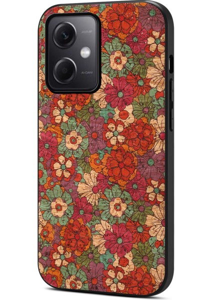 Xiaomi Redmi Note 12 5g (Çin)/(Hindistan)/(Küresel) Kılıf Çiçek Desen Baskı Pu+Tpu+Pc Ince Telefon Kapağı-Yaz/kırmızı (Yurt Dışından)