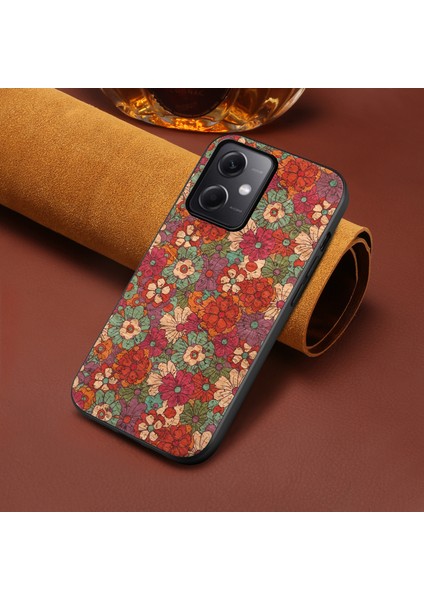 Xiaomi Redmi Note 12 5g (Çin)/(Hindistan)/(Küresel) Kılıf Çiçek Desen Baskı Pu+Tpu+Pc Ince Telefon Kapağı-Yaz/kırmızı (Yurt Dışından) modelleri