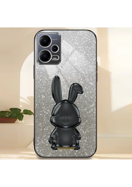 Xiaomi Redmi Için Not 12 5g (Küresel) Telefon Kılıfı Sevimli Tavşan Çekilebilir Kickstand Darbeye Dayanıklı Pc + Tpu Kapak-Siyah (Yurt Dışından) fiyatları