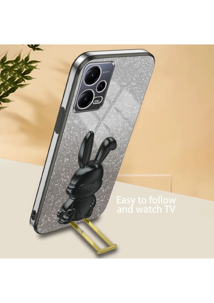 Xiaomi Redmi Için Not 12 5g (Küresel) Telefon Kılıfı Sevimli Tavşan Çekilebilir Kickstand Darbeye Dayanıklı Pc + Tpu Kapak-Siyah (Yurt Dışından) modelleri