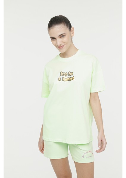 Wl Wındy 11Md1153 4Fx Neon Yeşil Kadın Kısa Kol T-Shirt