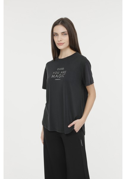 Wl Larına 11Ck2230 4Fx Siyah Kadın Kısa Kol T-Shirt