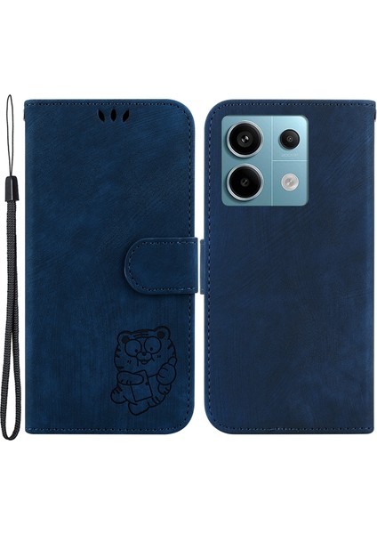 Xiaomi Poco X6 5g Pu Deri Kapak Çevirin Cüzdan Standı Kaplan Desenli Telefon Kılıfı-Koyu Mavi (Yurt Dışından)