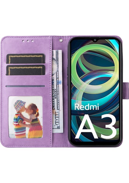 Xiaomi Redmi A3 Cep Telefonu Kılıfı Için Kullanışlı Kayış-Mor Baskılı Çiçek Standı Kapağı (Yurt Dışından) fiyatları