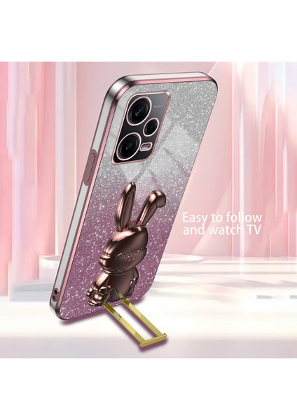 Xiaomi Redmi Için Not 12 Pro 5g Pc+Tpu Galvanik Cep Telefonu Kılıfı Desteği Kickstand Kapak-Pembe (Yurt Dışından) modelleri