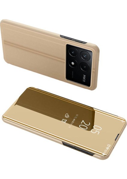Xiaomi Poco X6 Pro 5g Kılıf Görünüm Pencereli Telefon Kapağı Stand Tasarımlı-Altın (Yurt Dışından)