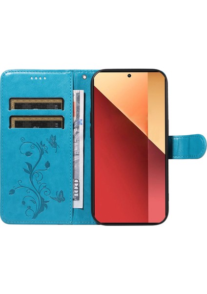 Xiaomi Poco M6 Pro 4g Kılıf Kelebek Çiçek Desenli Cüzdan Tarzı Telefon Kapağı-Mavi (Yurt Dışından) fiyatları