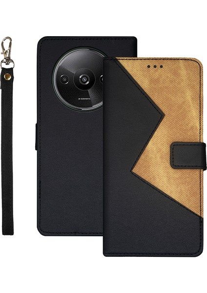 Xiaomi Redmi Için A3 Kılıf Ekleme Renk Kartı Yuvaları Deri Standlı Telefon Kapağı-Siyah (Yurt Dışından)