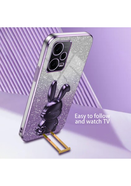 Xiaomi Redmi Için Not 12 Pro 5g Pc+Tpu Galvanik Cep Telefonu Kılıfı Desteği Kickstand Kapak-Mor (Yurt Dışından) modelleri