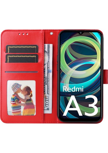 Xiaomi Redmi A3 Cep Telefonu Kılıfı Baskılı Çiçek Standı Kapağı, Kullanışlı Askı-Kırmızı (Yurt Dışından) fiyatları