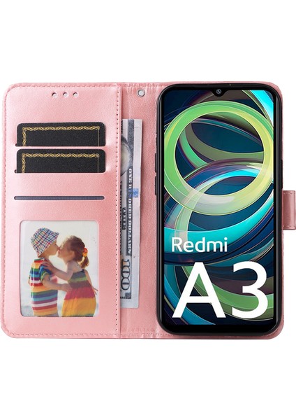 Xiaomi Redmi Için A3 Cep Telefonu Kılıfı Baskılı Çiçek Standı Kapağı ile Kullanışlı Askı-Pembe (Yurt Dışından) fiyatları