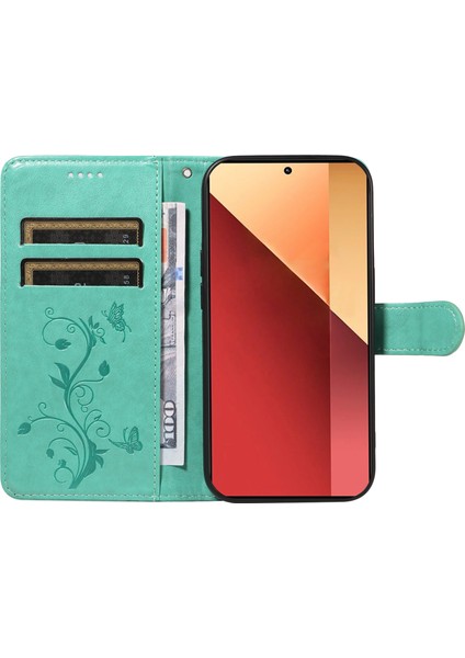 Xiaomi Poco M6 Pro 4g Kılıf Kelebek Çiçek Desenli Cüzdan Tarzı Telefon Kapağı-Yeşil (Yurt Dışından) fiyatları