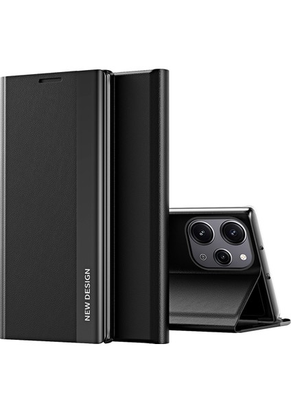 Xiaomi Redmi 12 4g Deri Kılıf Standı Kapağı-Siyah (Yurt Dışından)