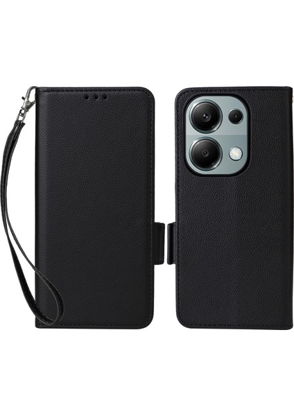 Xiaomi Poco M6 Pro 4g Kılıf Cüzdan Koruyucu Folyo Kapak-Siyah (Yurt Dışından)