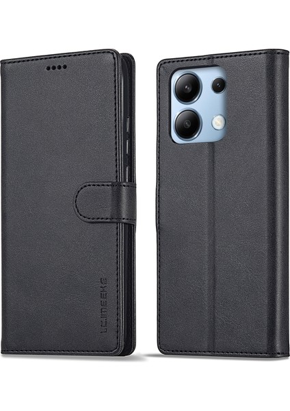 Xiaomi Poco M6 Pro 4g Deri Kılıf Folio Standı Görünüm Telefon Kapağı-Siyah (Yurt Dışından)