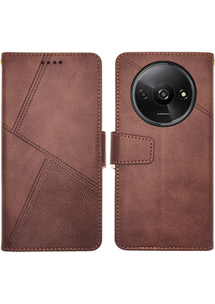 Xiaomi Redmi Için A3 Kılıf Buzağı Doku Cüzdan Pu Deri Flip Telefon Kapağı-Kahverengi (Yurt Dışından)