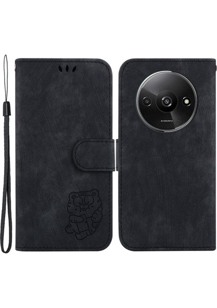 Xiaomi Redmi Için A3 Kılıf Deri Koruyucu Kapak Kaplan Künye Telefon Kabuğu El Kayışı-Siyah (Yurt Dışından)
