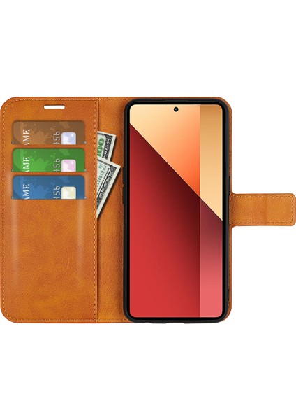 Xiaomi Poco M6 Pro 4g Kapak Manyetik Toka Pu Deri Folio Flip Telefon Cüzdan Kılıfı-Sarı (Yurt Dışından)
