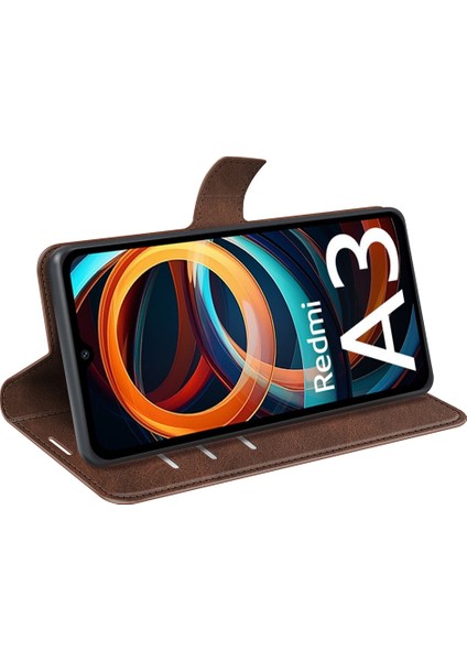 Xiaomi Redmi Için A3 Pu Deri Kılıf Manyetik Kapatma Cüzdan Telefon Kapağı-Kahverengi (Yurt Dışından) modelleri