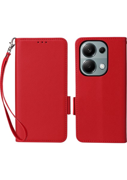 Xiaomi Poco M6 Pro 4g Kılıf Cüzdan Koruyucu Folyo Kapak-Kırmızı (Yurt Dışından)