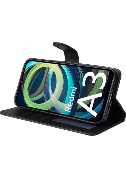 Xiaomi Redmi Için A3 Kılıf Manyetik Toka Deri Flip Cüzdan Telefon Kapağı-Siyah (Yurt Dışından) modelleri