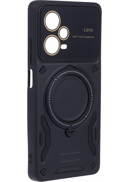 Xiaomi Redmi Note 12 Pro+ 5g Kılıf Pc+Tpu Kickstand Telefon Kılıfı Magsafe-Black ile Uyumlu (Yurt Dışından)