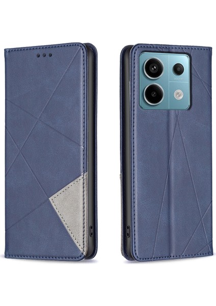 Xiaomi Poco X6 5g Pu Deri Kılıf Standı Manyetik Kapatma Flip Telefon Kapağı-Mavi (Yurt Dışından)