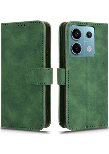 Xiaomi Poco X6 5g Cüzdan Kılıfı Için Ten Dokunuşlu Doku Deri Telefon Kapağı-Yeşil (Yurt Dışından)