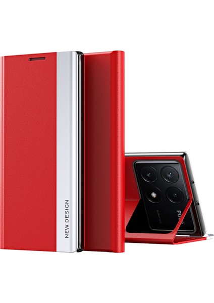 Xiaomi Poco X6 Pro 5g Kılıf Galvanik Katlanabilir Stand Telefon Kapağı-Kırmızı (Yurt Dışından)