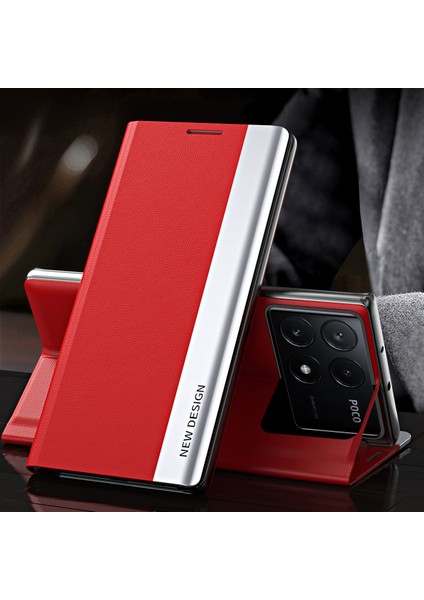 Xiaomi Poco X6 Pro 5g Kılıf Galvanik Katlanabilir Stand Telefon Kapağı-Kırmızı (Yurt Dışından) modelleri