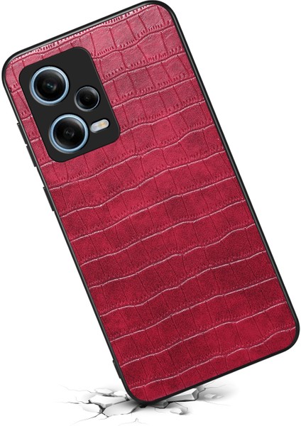 Xiaomi Redmi Note 12 Pro 5g Pu Deri+Pc+Tpu Kapak Timsah Dokulu Cep Telefonu Kılıfı-Kırmızı (Yurt Dışından)