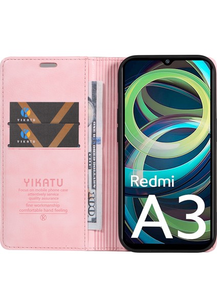 Xiaomi Redmi A3 Kılıf Folio Pu Deri Manyetik Emme Telefon Kapağı-Pembe (Yurt Dışından) fiyatları