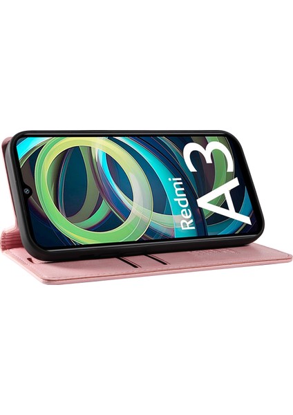 Xiaomi Redmi A3 Kılıf Folio Pu Deri Manyetik Emme Telefon Kapağı-Pembe (Yurt Dışından) modelleri