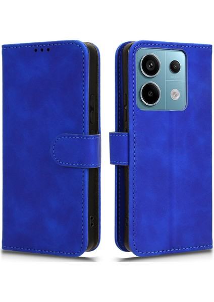 Xiaomi Poco X6 5g Cüzdan Kılıfı Için Cilt Dokunuşlu Deri Telefon Kapağı-Mavi (Yurt Dışından)