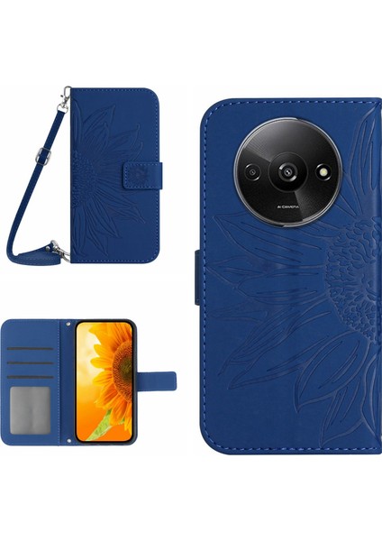Xiaomi Redmi A3 Deri Kılıf Crossbody Cüzdan Telefon Kapağı-Safir Için (Yurt Dışından)