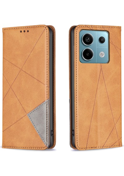 Xiaomi Poco X6 5g Pu Deri Kılıf Standı Manyetik Kapatma Flip Telefon Kapağı-Sarı (Yurt Dışından)