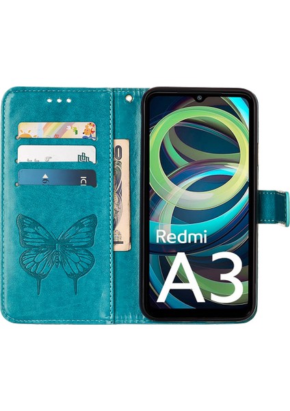 Xiaomi Redmi Için A3 Kılıf Kelebek Çevirme Pu Deri Standlı Telefon Kapağı-Mavi (Yurt Dışından) fiyatları