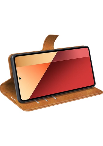 Xiaomi Poco M6 Pro 4g Kapak Manyetik Toka Pu Deri Folio Flip Telefon Cüzdan Kılıfı-Sarı (Yurt Dışından)