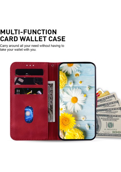 Xiaomi Poco X6 5g Telefon Kılıfı Kart Tutuculu Çiçek Cüzdan Kılıf-Kırmızı (Yurt Dışından) fiyatları