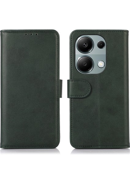 Xiaomi Poco M6 Pro 4g Kılıf Pu Deri Telefon Kapağı Sığır Derisi Doku-Yeşil Için (Yurt Dışından)
