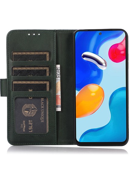 Xiaomi Poco M6 Pro 4g Kılıf Pu Deri Telefon Kapağı Sığır Derisi Doku-Yeşil Için (Yurt Dışından)