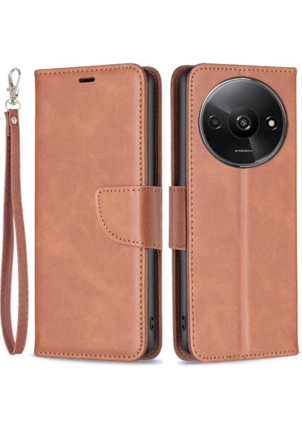 Xiaomi Redmi Için A3 Kılıf Deri Kapak Ayarlanabilir Stand Görünümü Folio Flip Telefon Kapağı-Kahverengi (Yurt Dışından)